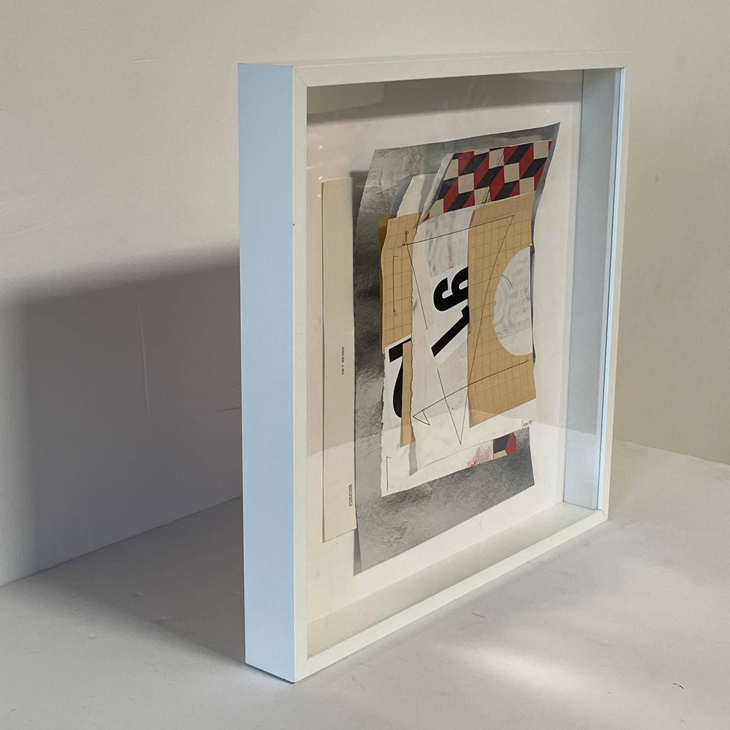 A white frame with a Collage: Untitled 6 by Allison Caesar in it.