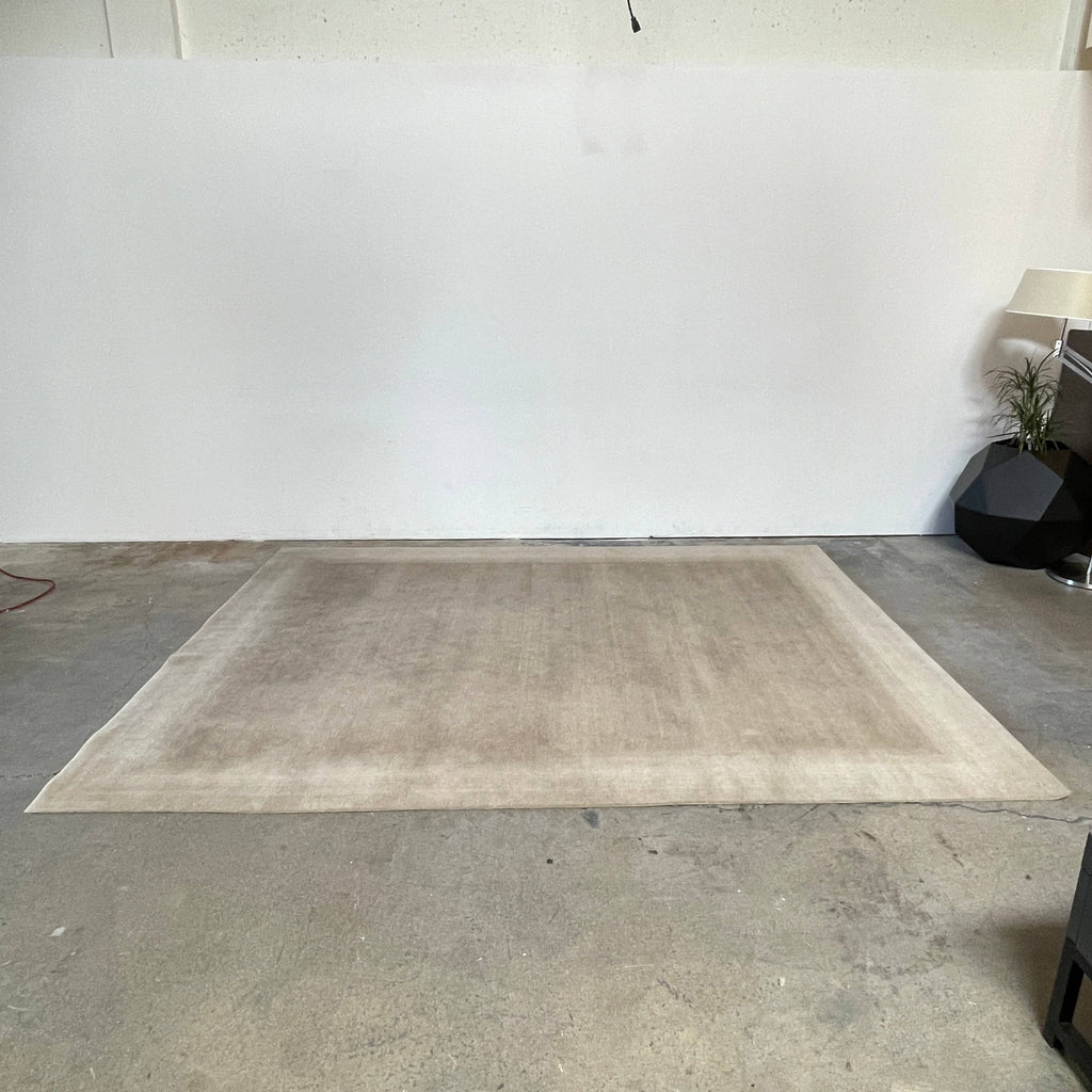 A Delinear Aura Cream to Beige 8'X10' Wool Rug on a white background.