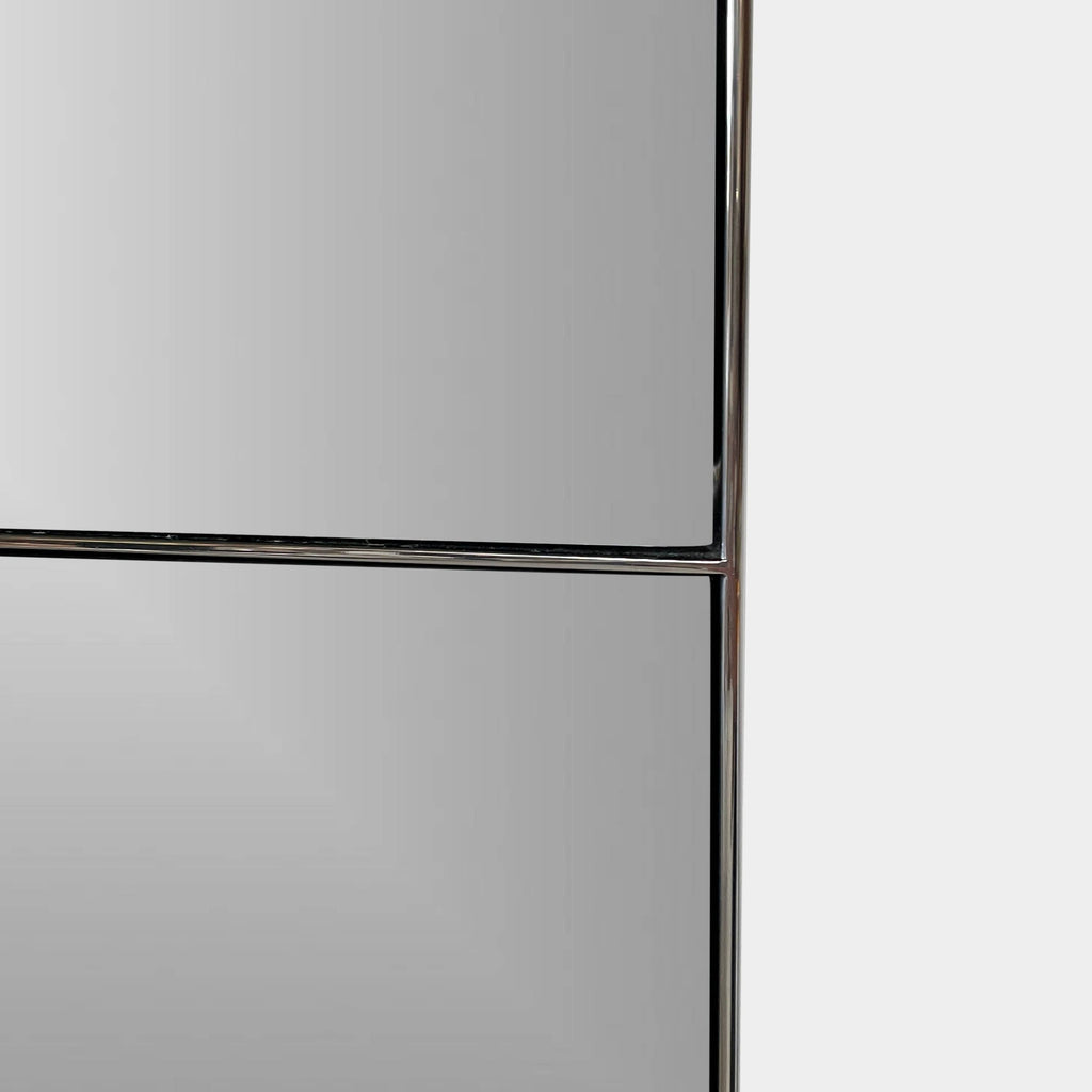 A Holly Hunt Metal Frame Mirror with a black frame on a white background.