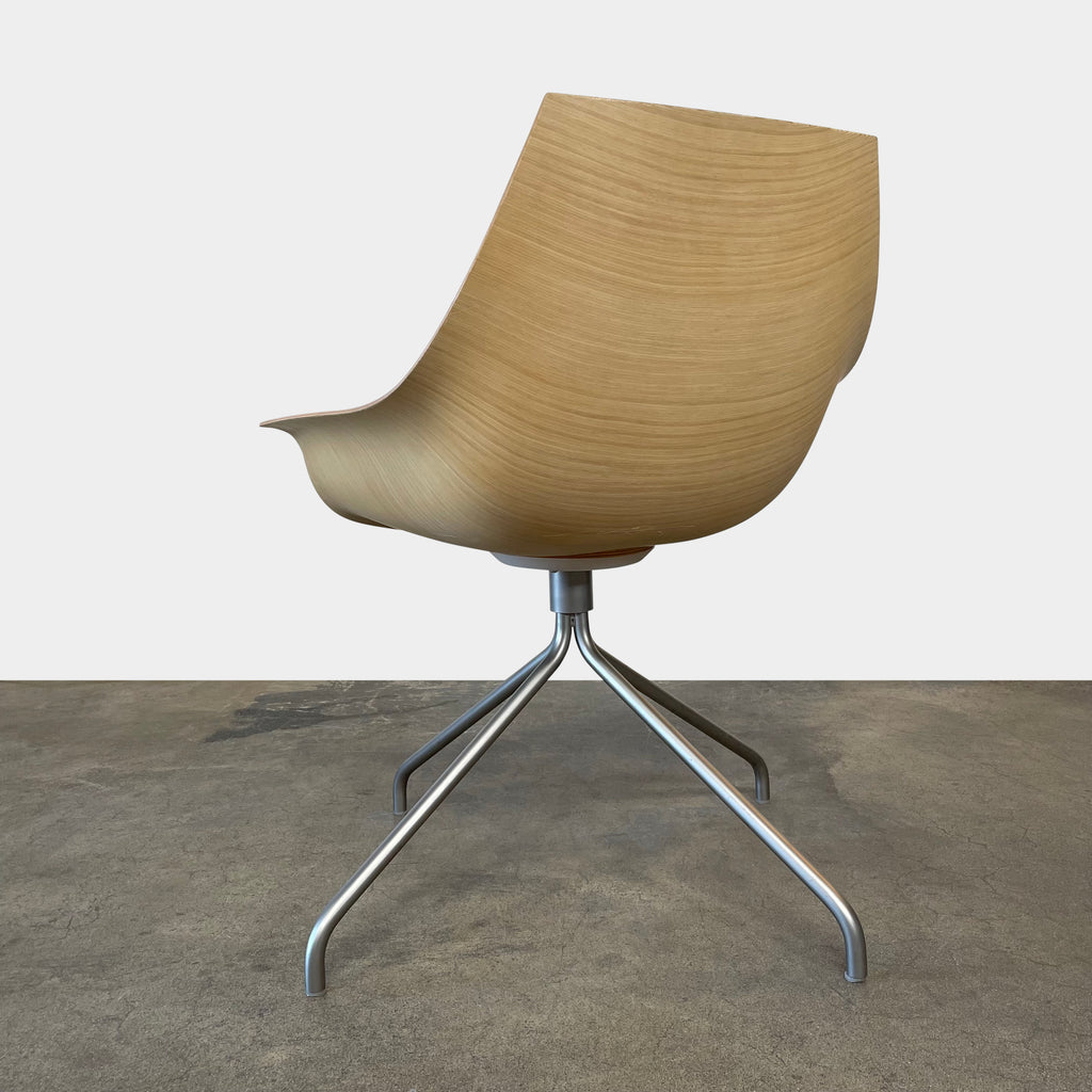 A modern Lapalma Cox Chair with a curved 3D wood veneer seat and metal legs against a white background.