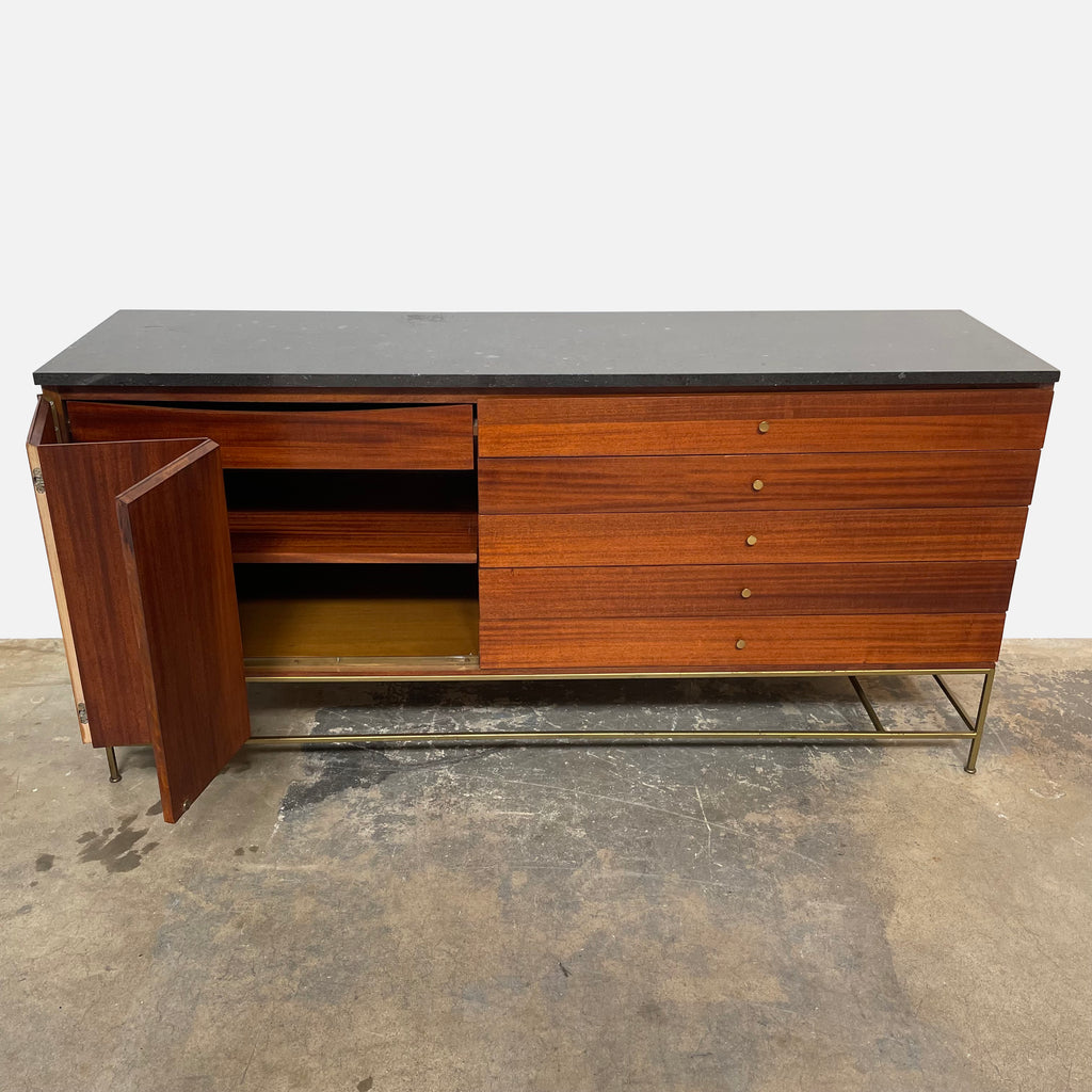 A Paul McCobb Irwin Collection Credenza by Calvin Furniture with marble top.