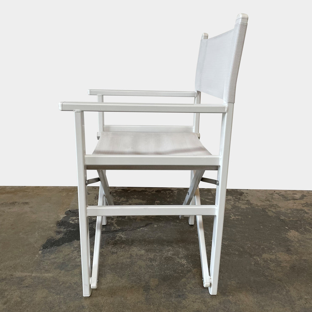 Crema Calipso Director's Chair with a canvas back and seat on a white background, easy to transport.