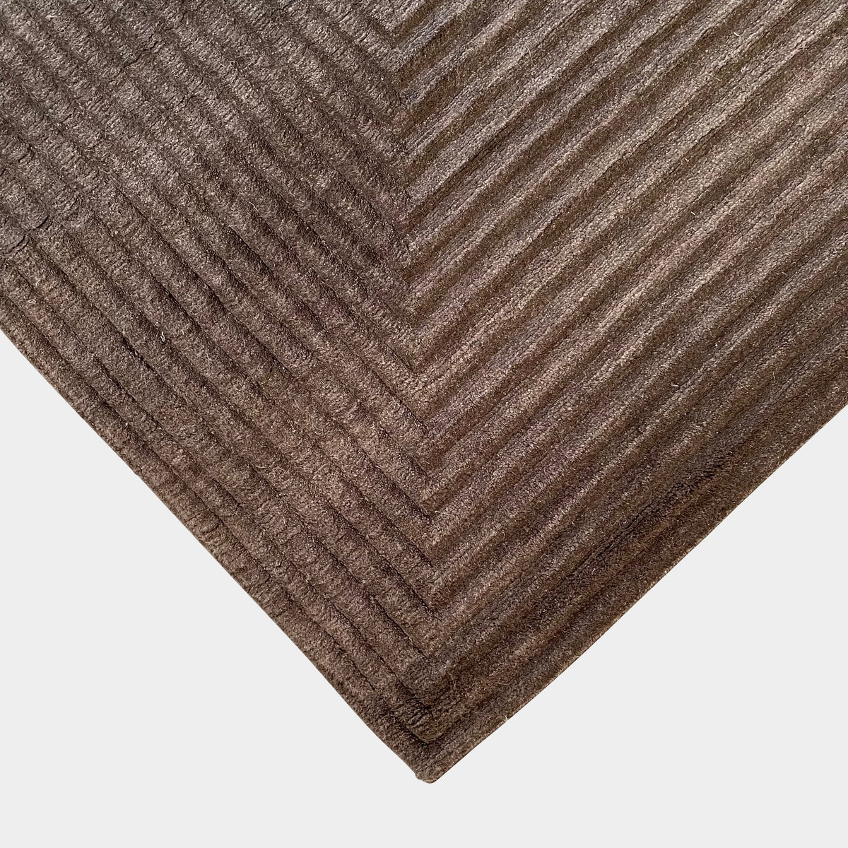 Delinear Canal Squared Chocolate' 8'X10' Wool Rug by Chris Baisa