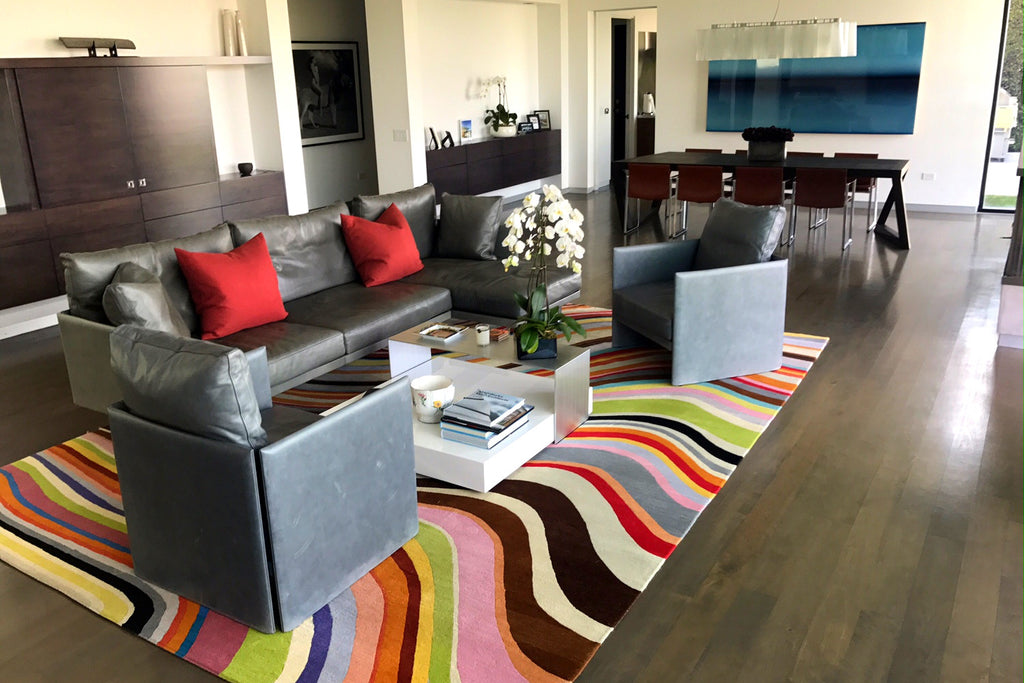 Client Inspiration - Paul Smith Rug Pulls a Living Room Together
