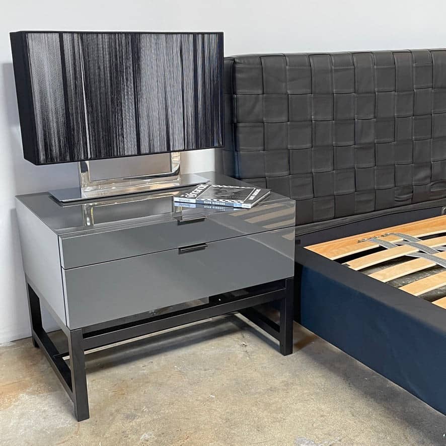 A pair of Minotti Harvey nightstand sets with drawers.