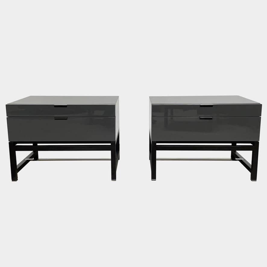 A pair of Minotti Harvey nightstand sets with drawers.