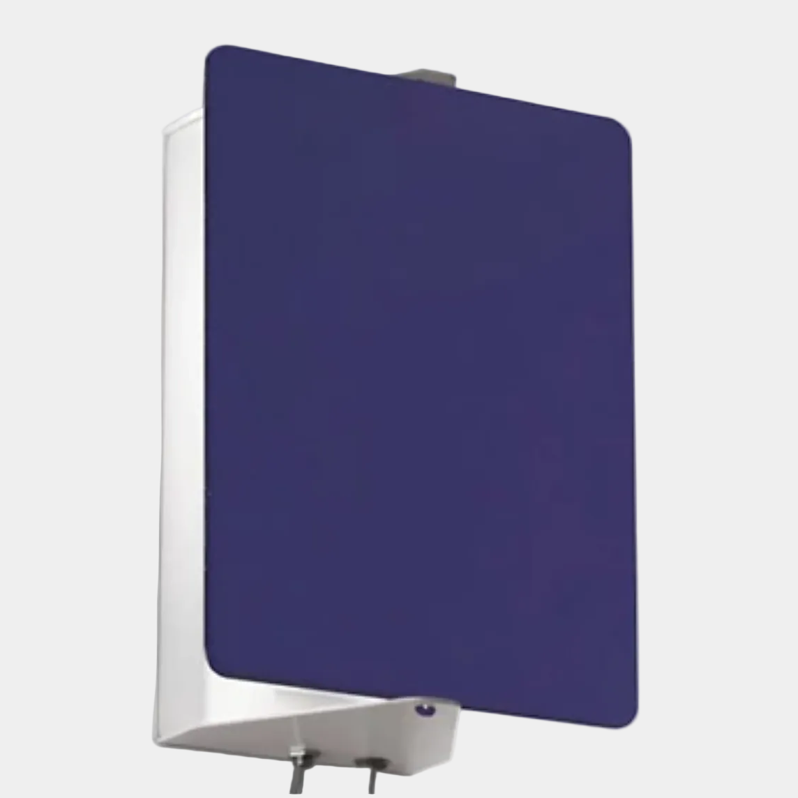 A Nemo Applique À Volet Pivotant Wall Sconce - Blue, featuring a rectangular, dark blue pivoting panel mounted on a white base.