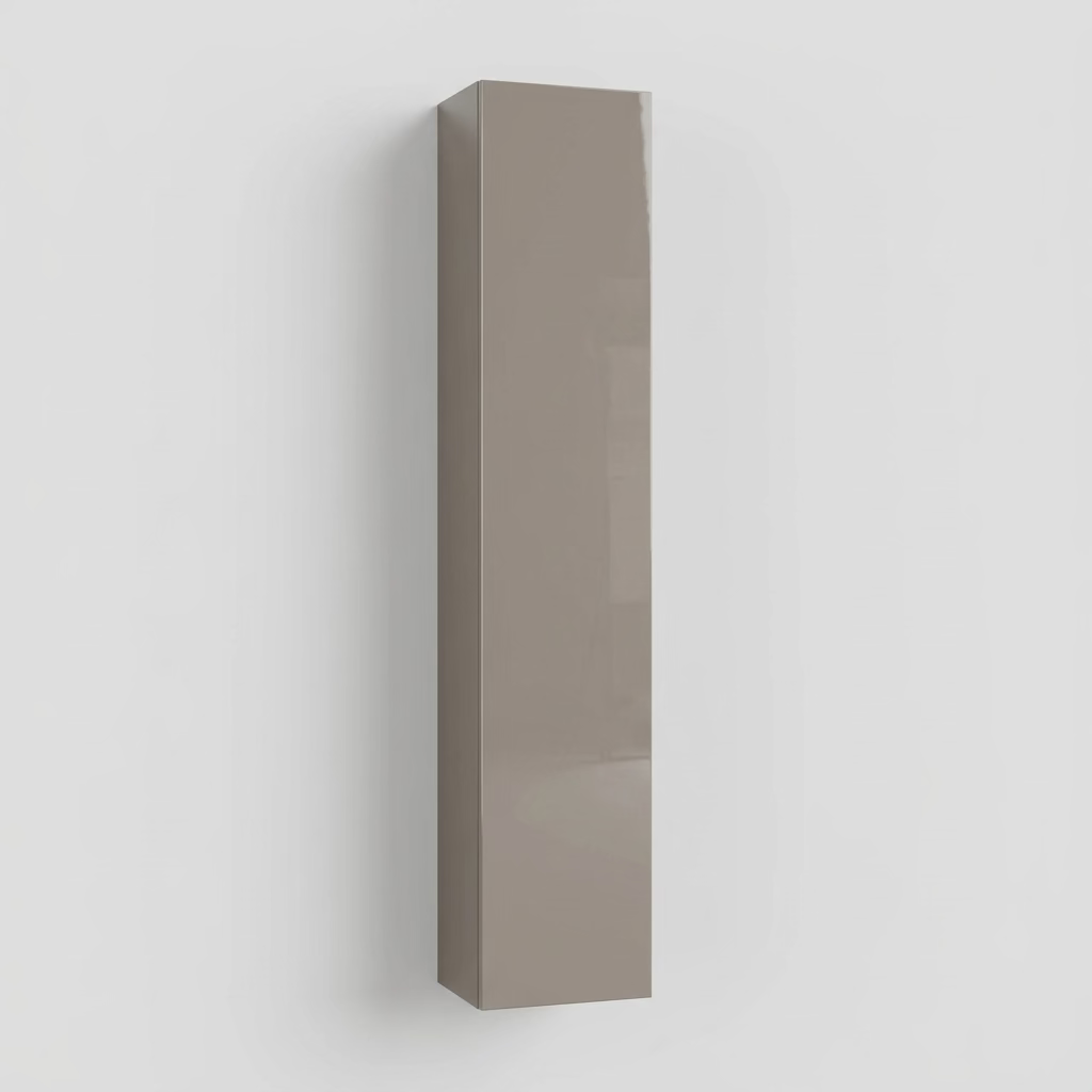 Tall, narrow, rectangular B&B Italia PAB Hanging Cabinet in a glossy taupe finish, perfect for contemporary storage.
