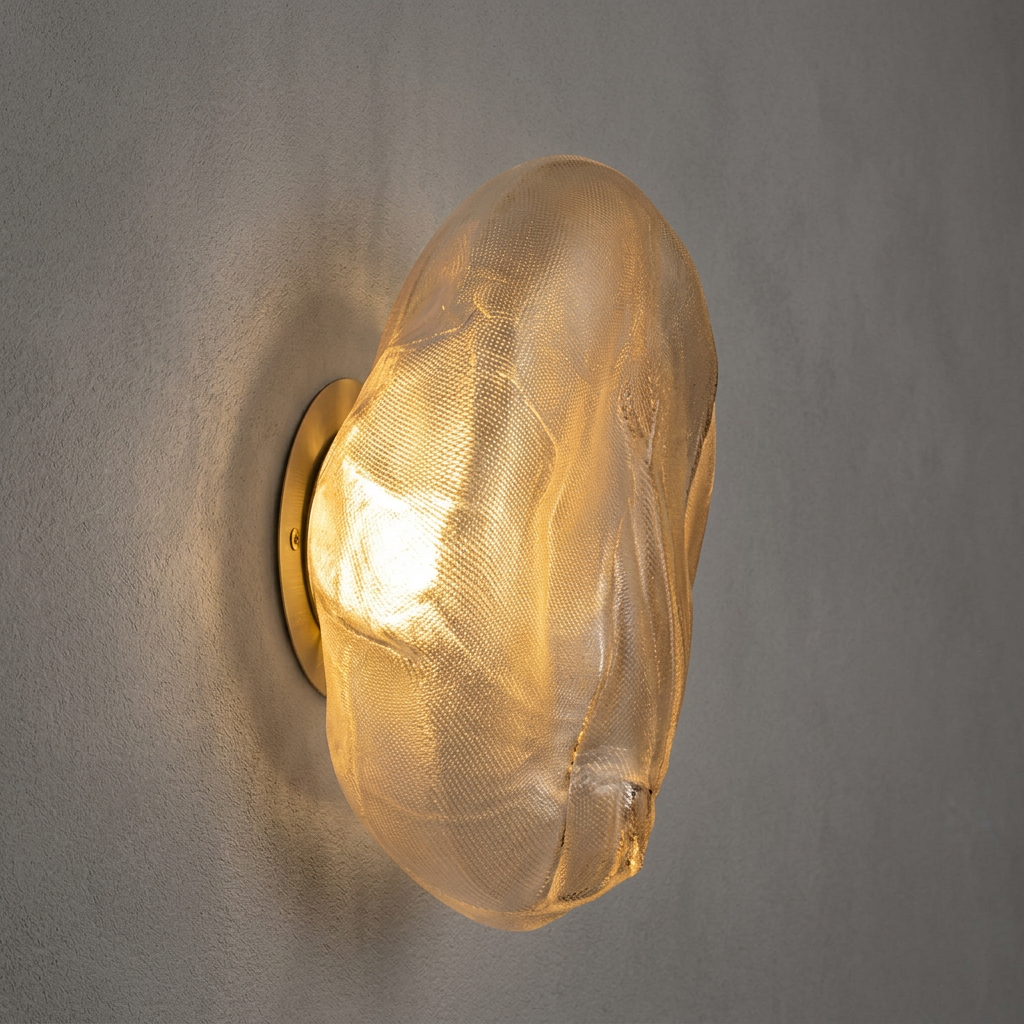 Bocci 73sp Clear Glass Surface Light featuring an organic, textured, translucent glass shade.