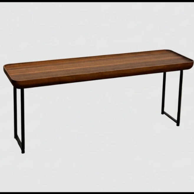 The Cassina Torei Occasional Table Natural Ash by Cassina features rounded edges and sleek black metal legs, shown on a plain white background.