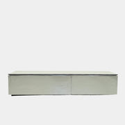 The B&B Italia Pab Low Console by B&B Italia is a rectangular, low-profile media console with glossy pearl white doors and two doors, perfect for stylish storage, shown against a plain white background.