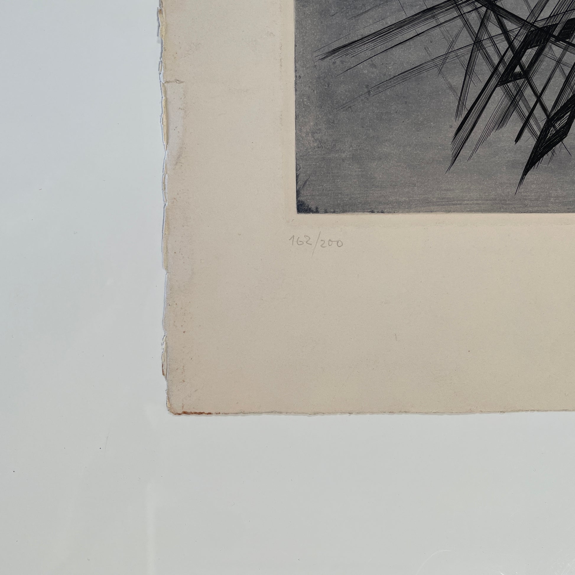 The "Prelude" Archival Print by Ferdinand Springer, available under the brand Ferdinand Springer, features intersecting black lines, a red-orange circle, and gray curved shapes on a light background, reminiscent of an original aquatint etching.