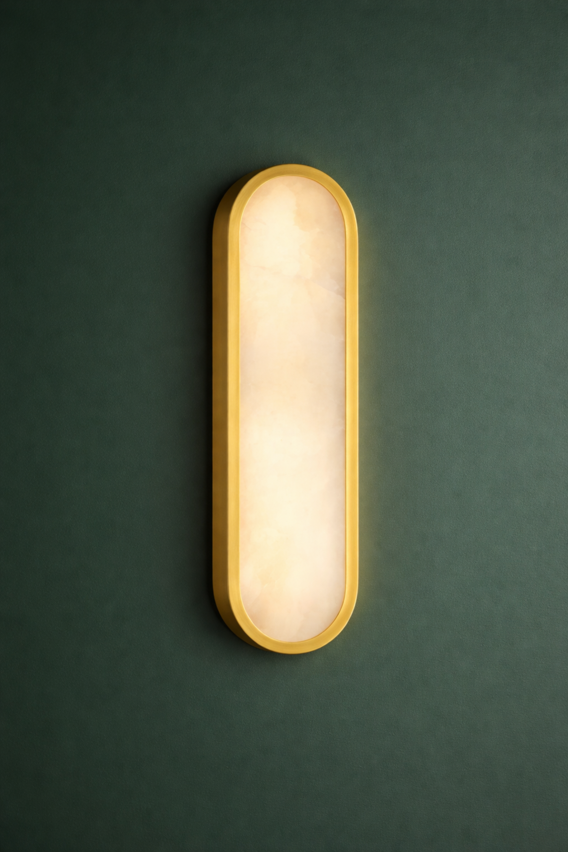 A set of two Hudson Valley Lighting Manhasset LED Wall Sconces, featuring gold frames and white alabaster diffusers, displayed side by side on a plain background.