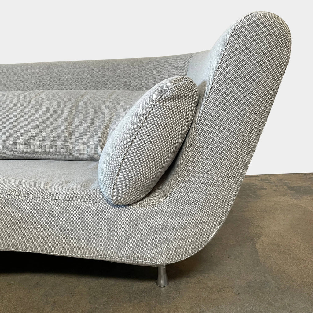 A Ligne Roset Yang Sectional sofa with a curved shape on a white background.