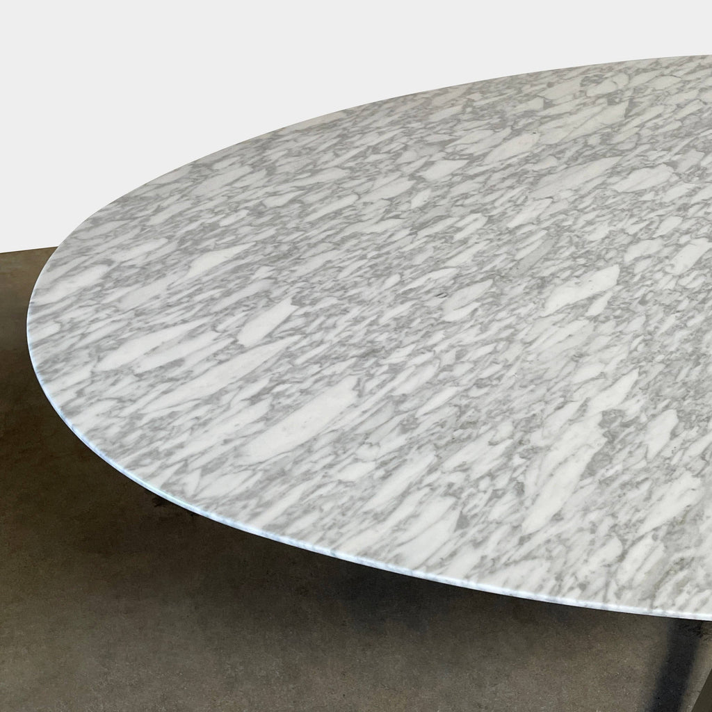 A Florence Knoll Oval Marble Table Desk on a Metal Base.