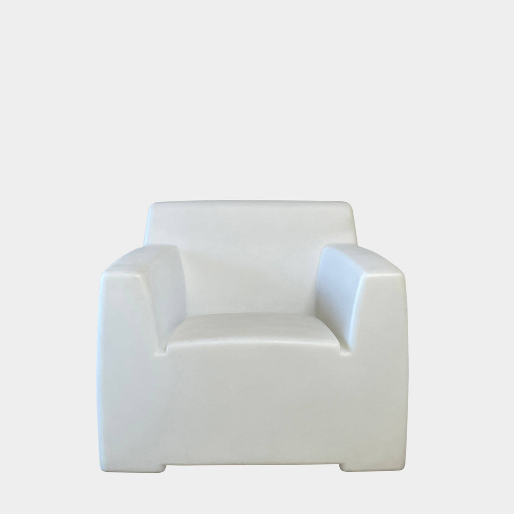 Gervasoni InOut Outdoor Lounge Chairs, a pair of white Gervasoni outdoor lounge chairs on a white background.