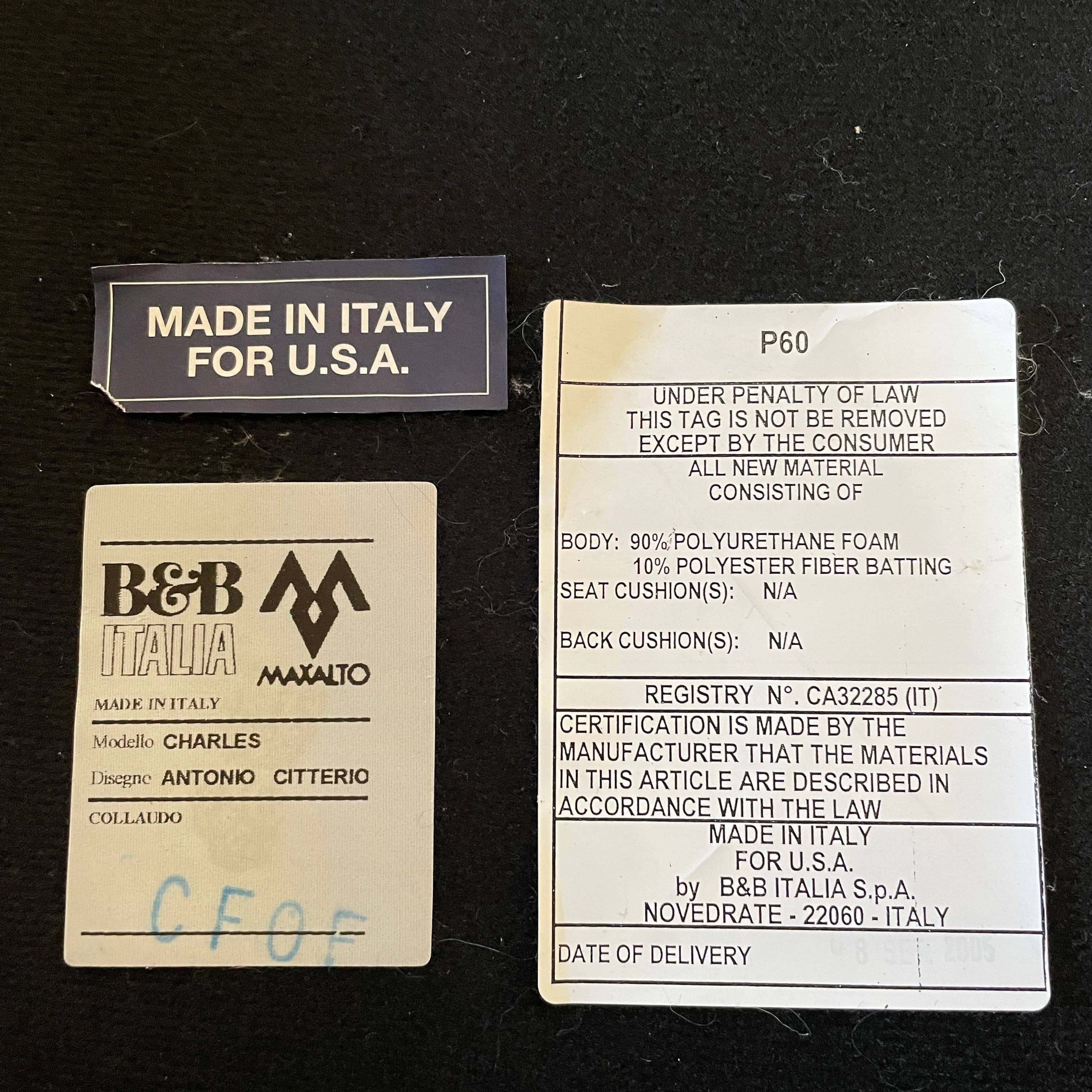 A small B&B Italia P60 ottoman on a white background.