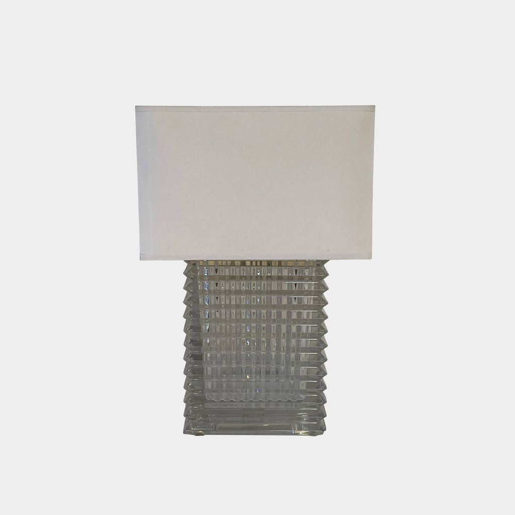 An elegant Baccarat Eye Table Lamp with a white shade designed by Nicolas Triboulot.