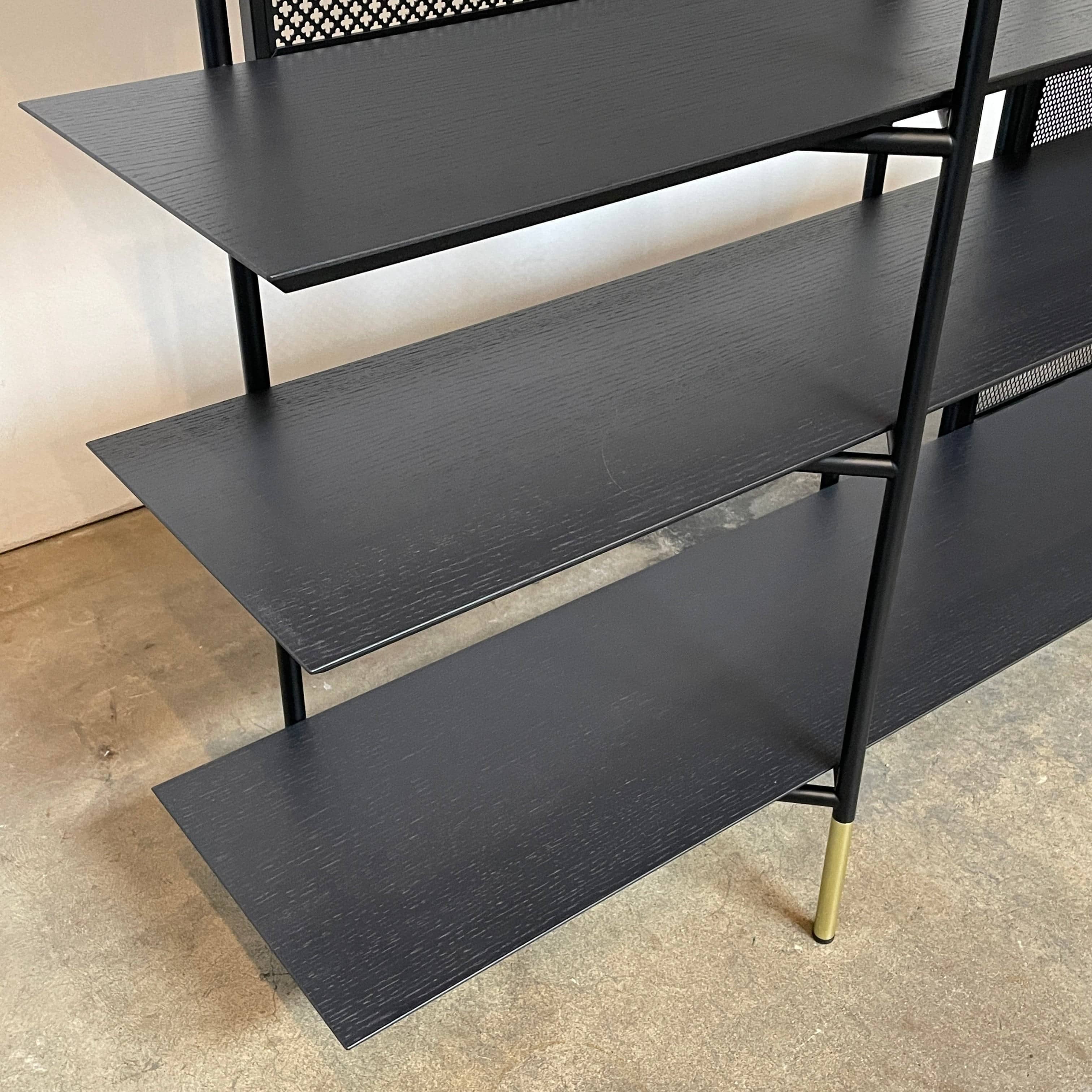 A Ligne Roset Clyde Bookcase with a mesh back.