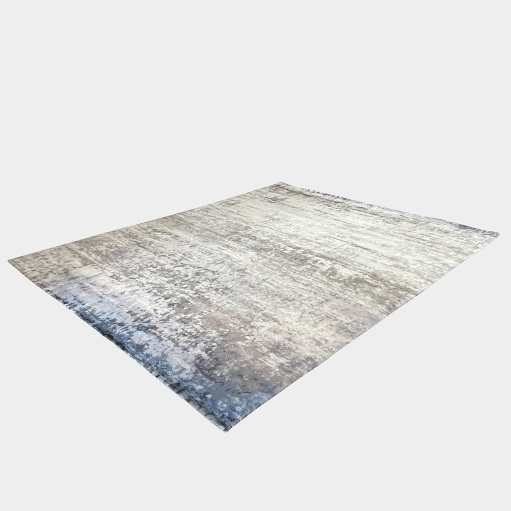 A grey and white rug with a Delinear Pixilated 8x10 Bamboo Silk Rug pattern.