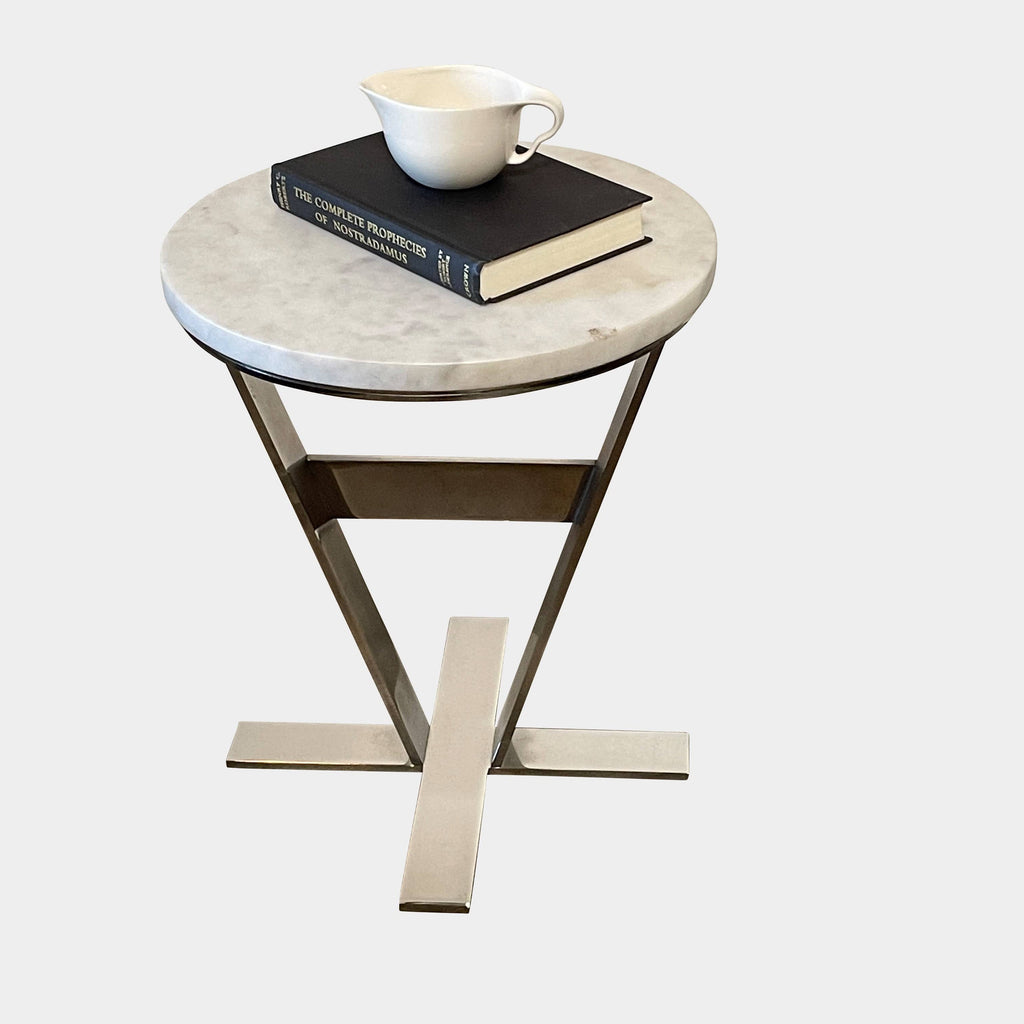 An Unknown brand Accent Table with Marble Top featuring a marble top.