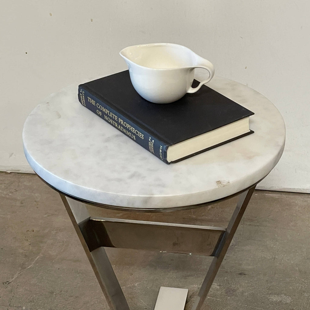 An Unknown brand Accent Table with Marble Top featuring a marble top.