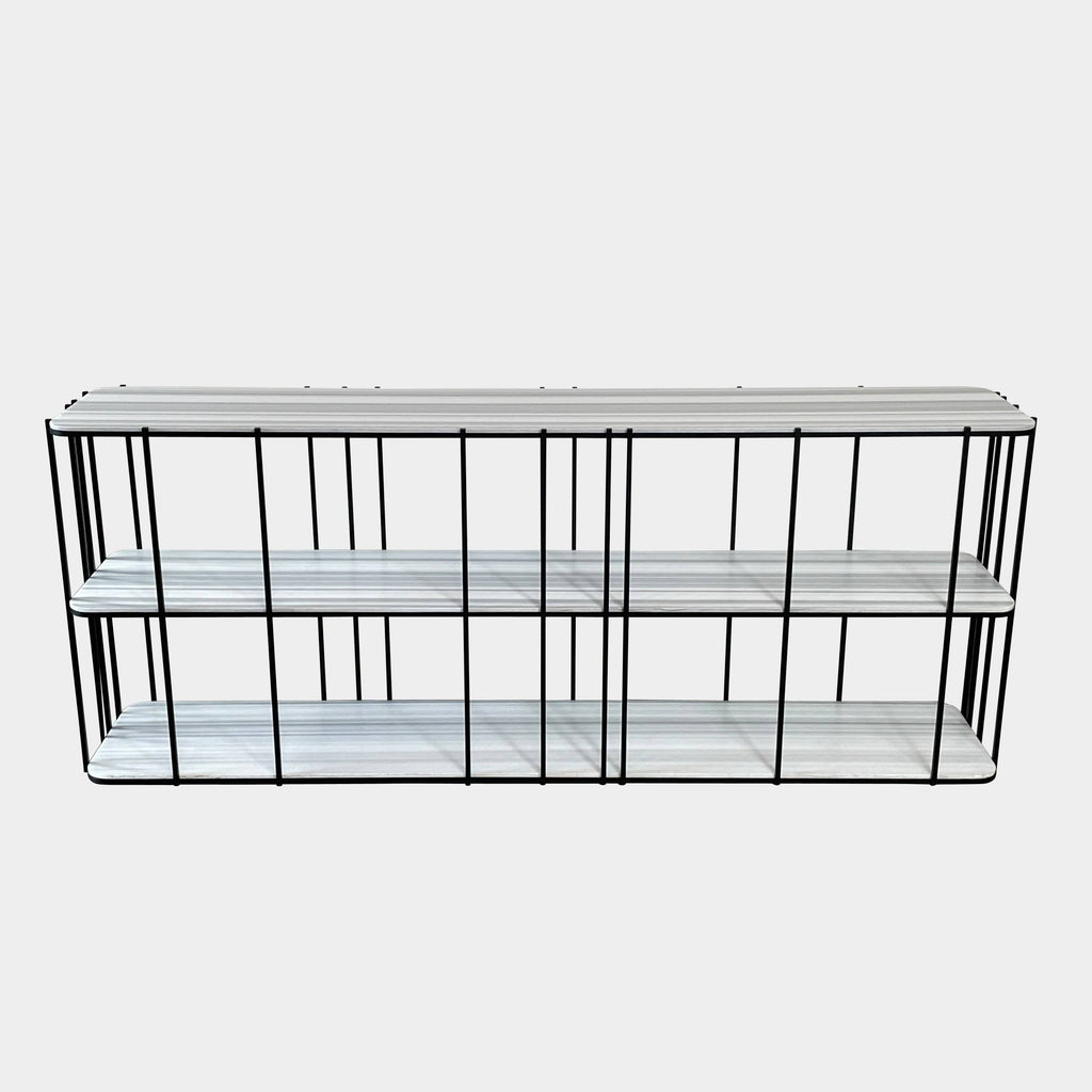 A modern luxury Delcourt Collection ATO Bookcase black and white shelf with shelves on it, showcasing sustainable practices.