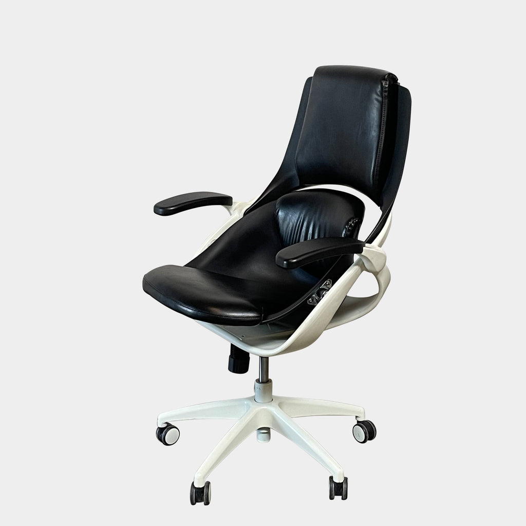 An ALL33 AXION black leather office chair on a white background.