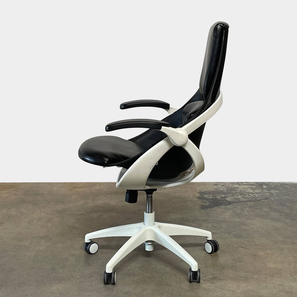 An ALL33 AXION black leather office chair on a white background.