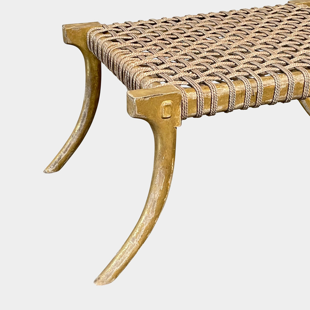 A pair of Formations Saber Leg Ottomans with seagrass seat formations on a white background.