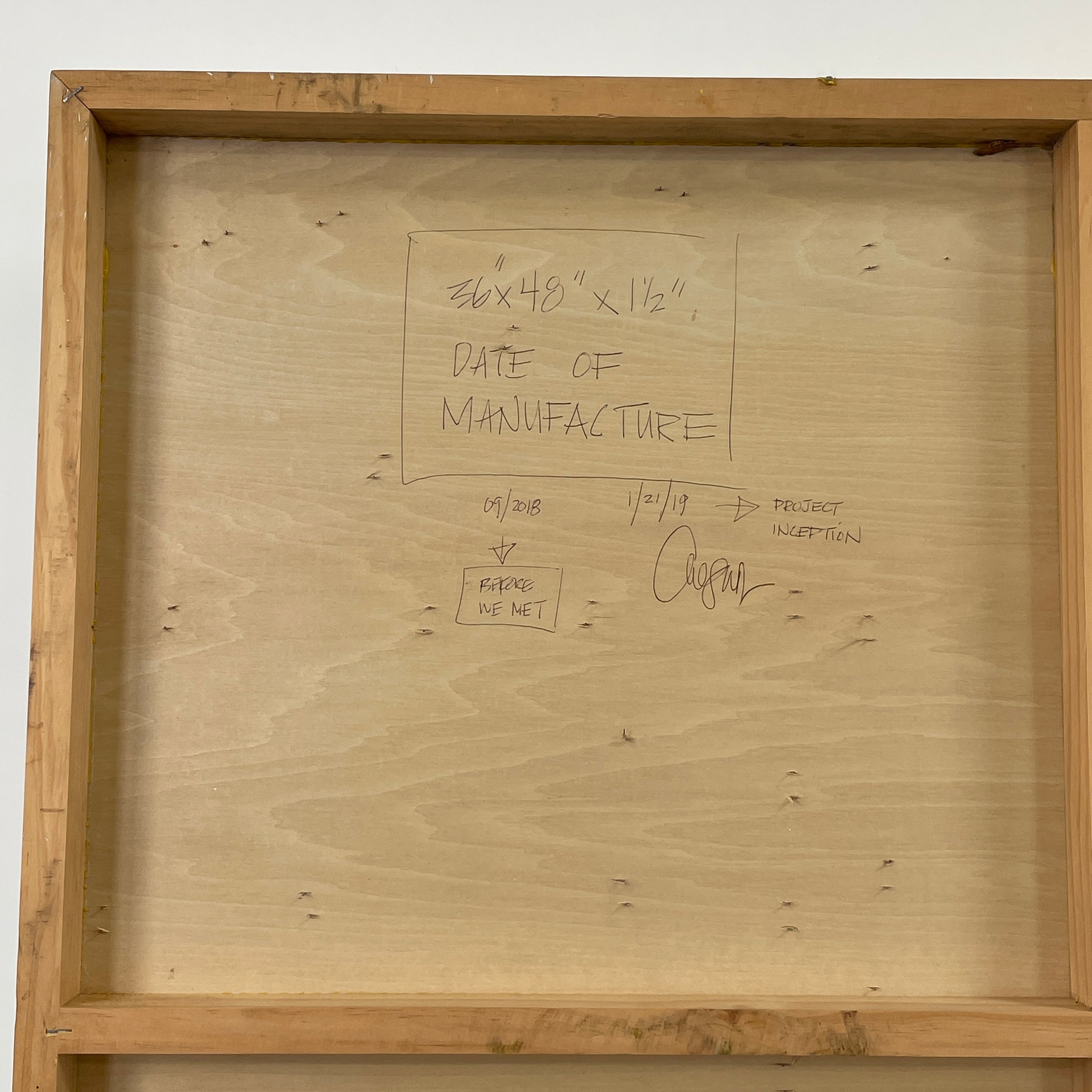 The diptych "Before We Met" by Allison Caesar displays a masterful mixed media technique: the left panel features intricately detailed gray, white, and yellow circles, while the right panel offers dynamic textures as yellow paint interacts with torn paper on a textured surface.