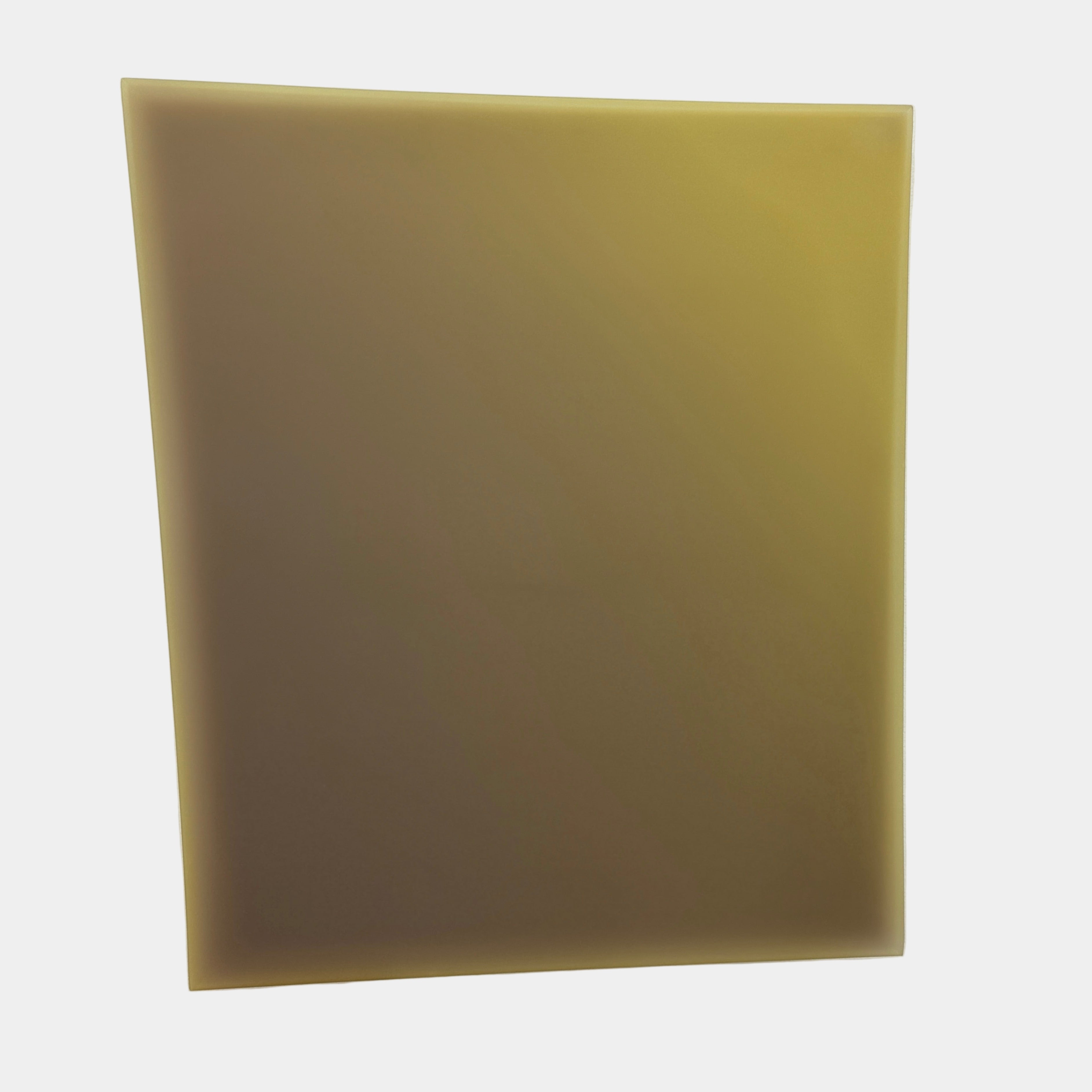 A single, irregularly shaped, flat sheet of yellowish-brown material—echoing Artist’s Painting: Gradient #8 Lisa Bartelson—is displayed against a white background.
