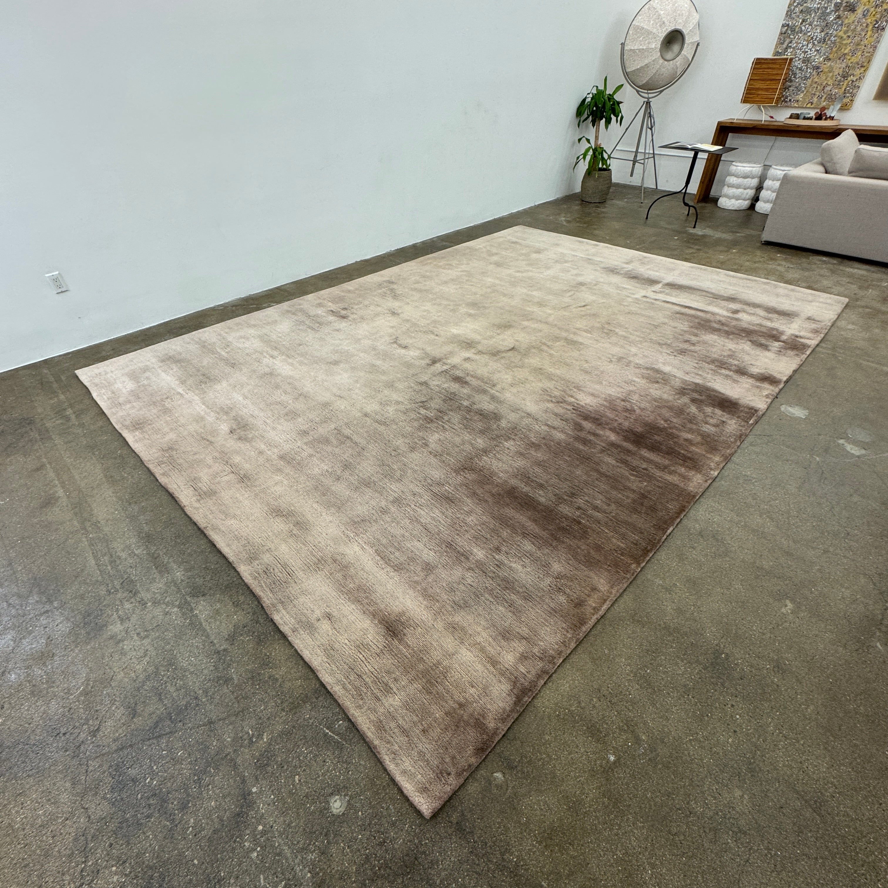 The Rug Company Mohair Rug 9' x 12' is a rectangular, grey gradient hand-knotted rug with a subtly uneven surface, shown laid flat on a white background.