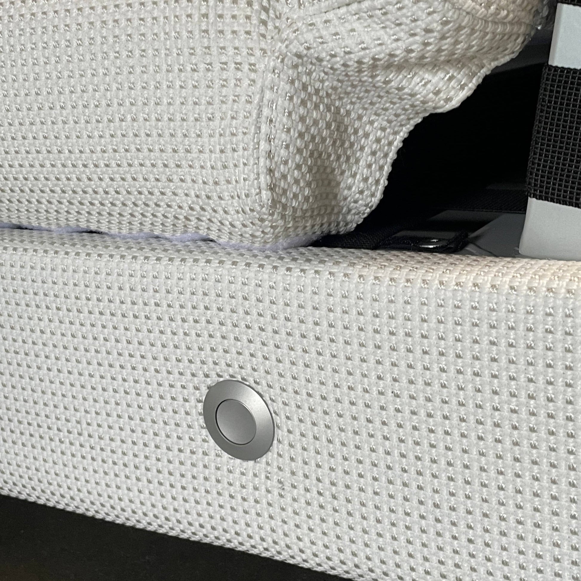 An adjustable white Paola Lenti Cove Double Sunbed by Paola Lenti features two separate reclining mattresses and matching pillows, perfect for outdoor lounging.