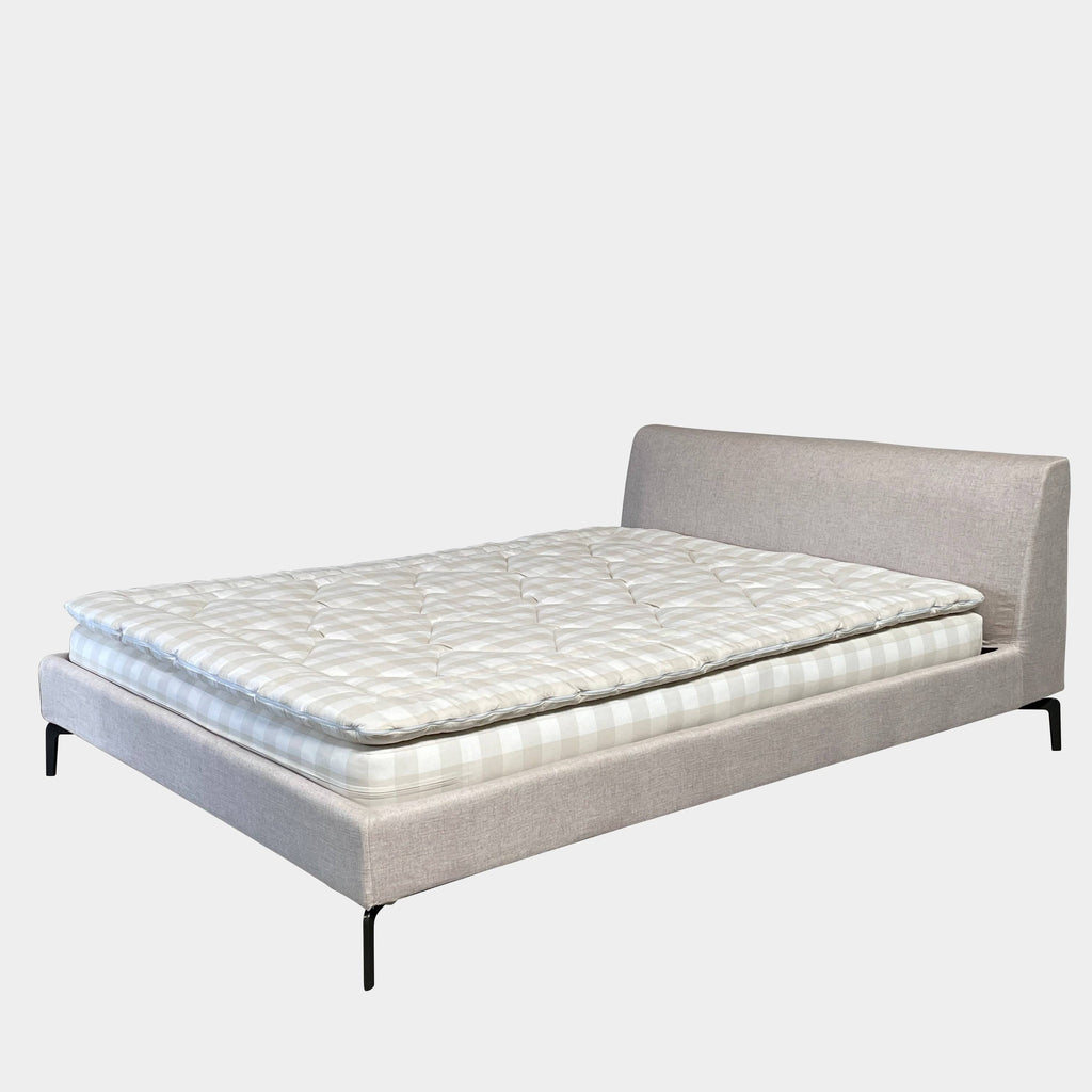 Modern Camerich Alison Plus Queen Bed, upholstered with wooden slats, isolated on a white background.