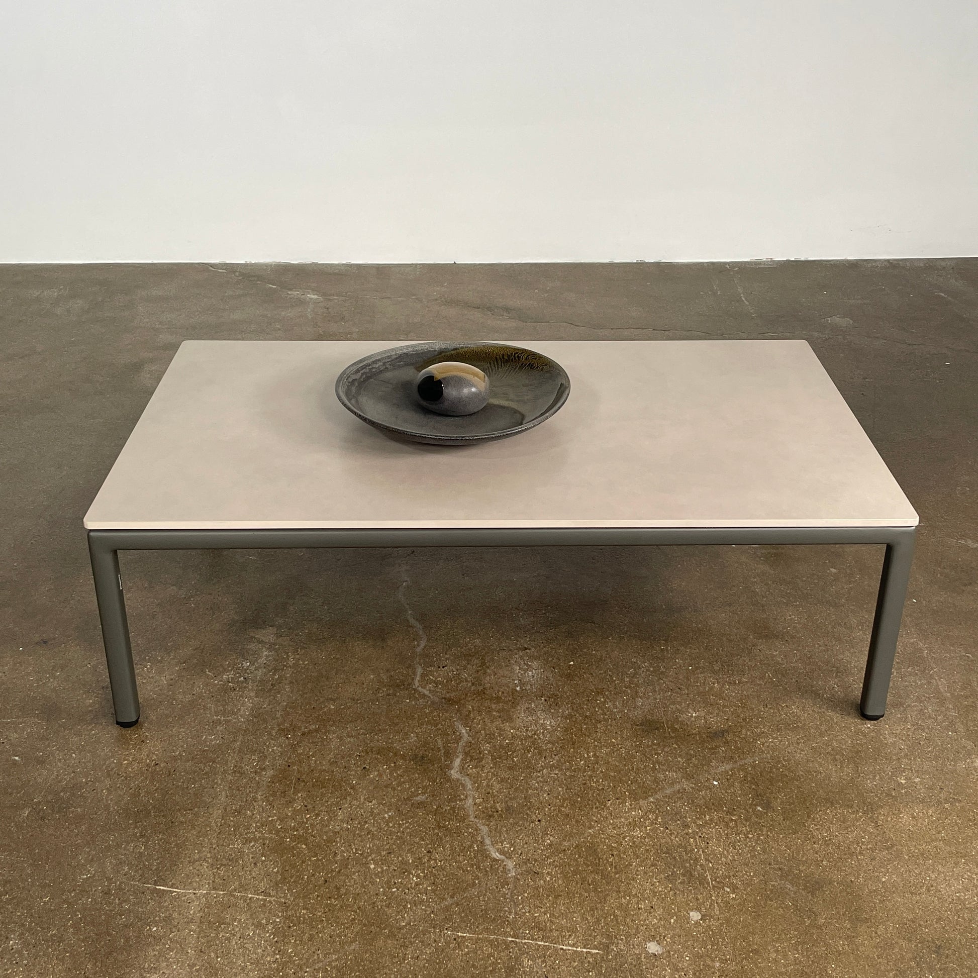 Two light gray sofas from the Point 1920 Long Island Outdoor Seating Set, featuring matching cushions and GOOD SIDE slat suspension, are arranged around a rectangular coffee table on a plain white background.