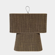 Two-tiered, textured fabric lampshade with a loop finial on a white background for the Luminara Dabliu Table Light by Luminara.