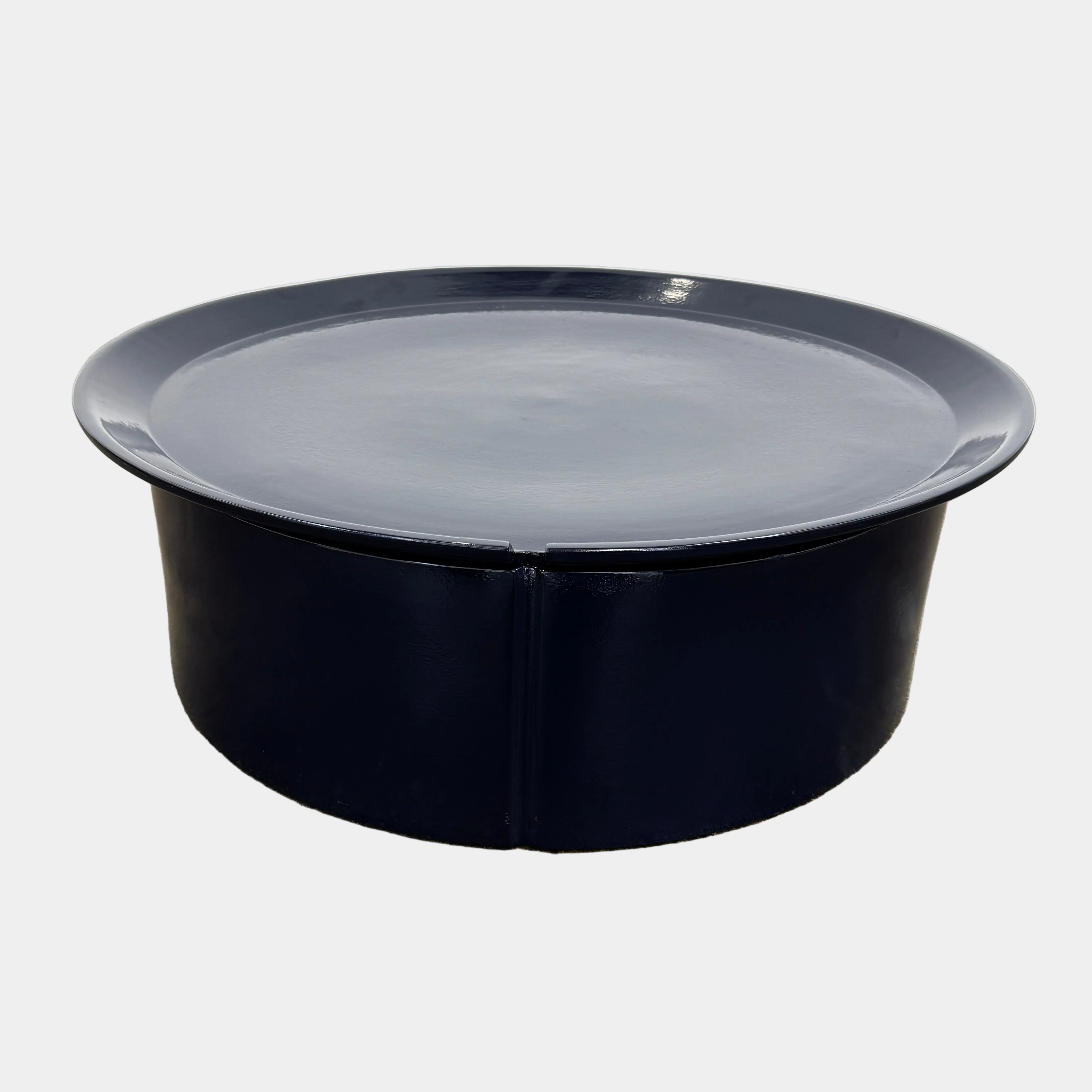 A round black plastic tray with tall sides and a smooth surface, shown on a white background—an ideal accessory for the Modern Resale Gervasoni Brise 46 Outdoor Coffee Table or other Art Nouveau outdoor pieces.
