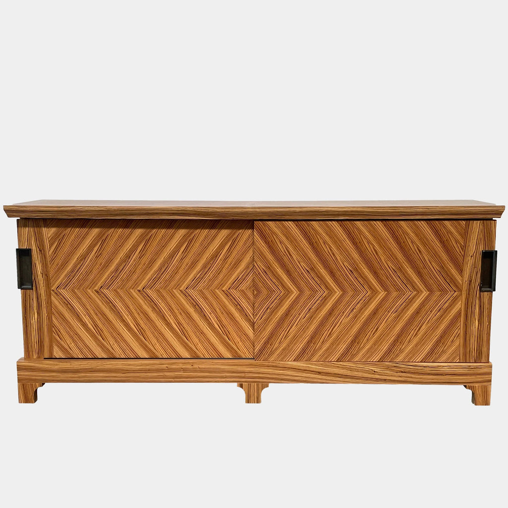 A Promemoria Oolong Wooden Cabinet with a chevron pattern.