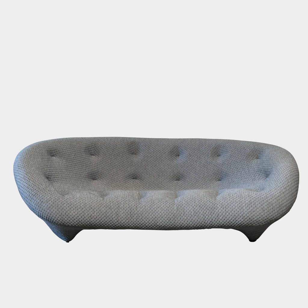 Modern tufted Ligne Roset Ploum sofa isolated against a white background.