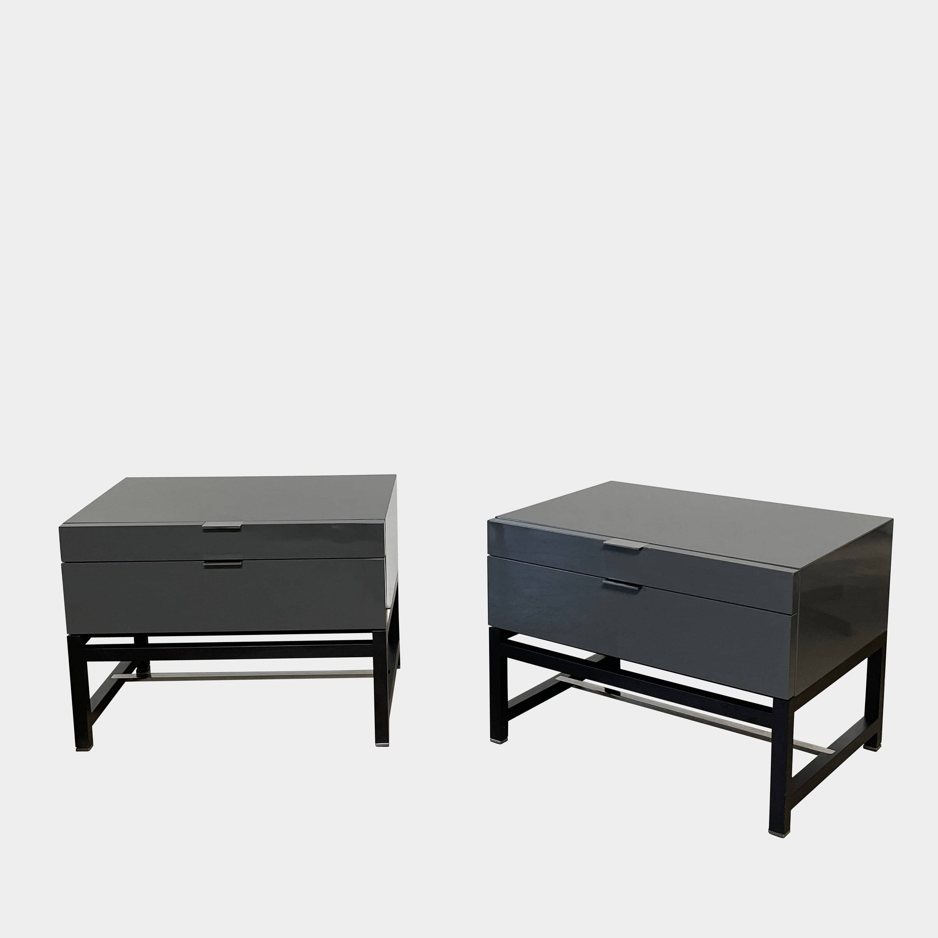 A pair of Minotti Harvey nightstand sets with drawers.
