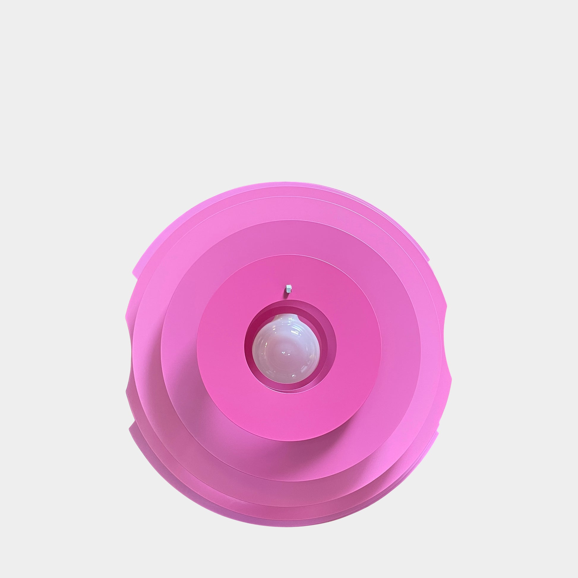 Modern Foscarini Supernova purple pendant light with concentric circular design.