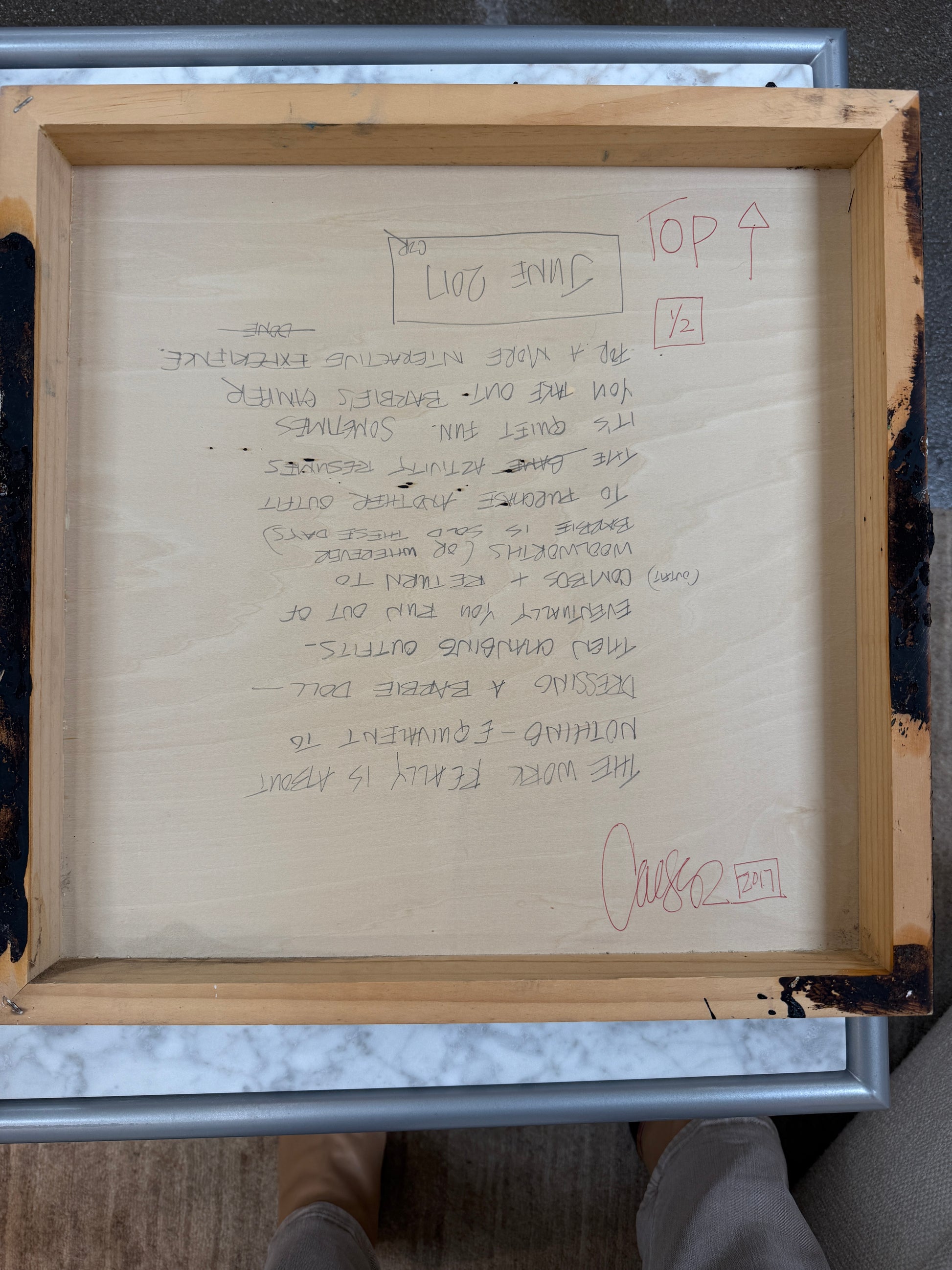 The Diptych, "Jose Is Talking To The Neighbor" by Artist, features abstract paintings with a striking interplay of black, white, and gray. The left canvas has angular shapes contrasted by more rounded forms on the right, set against a plain white background.