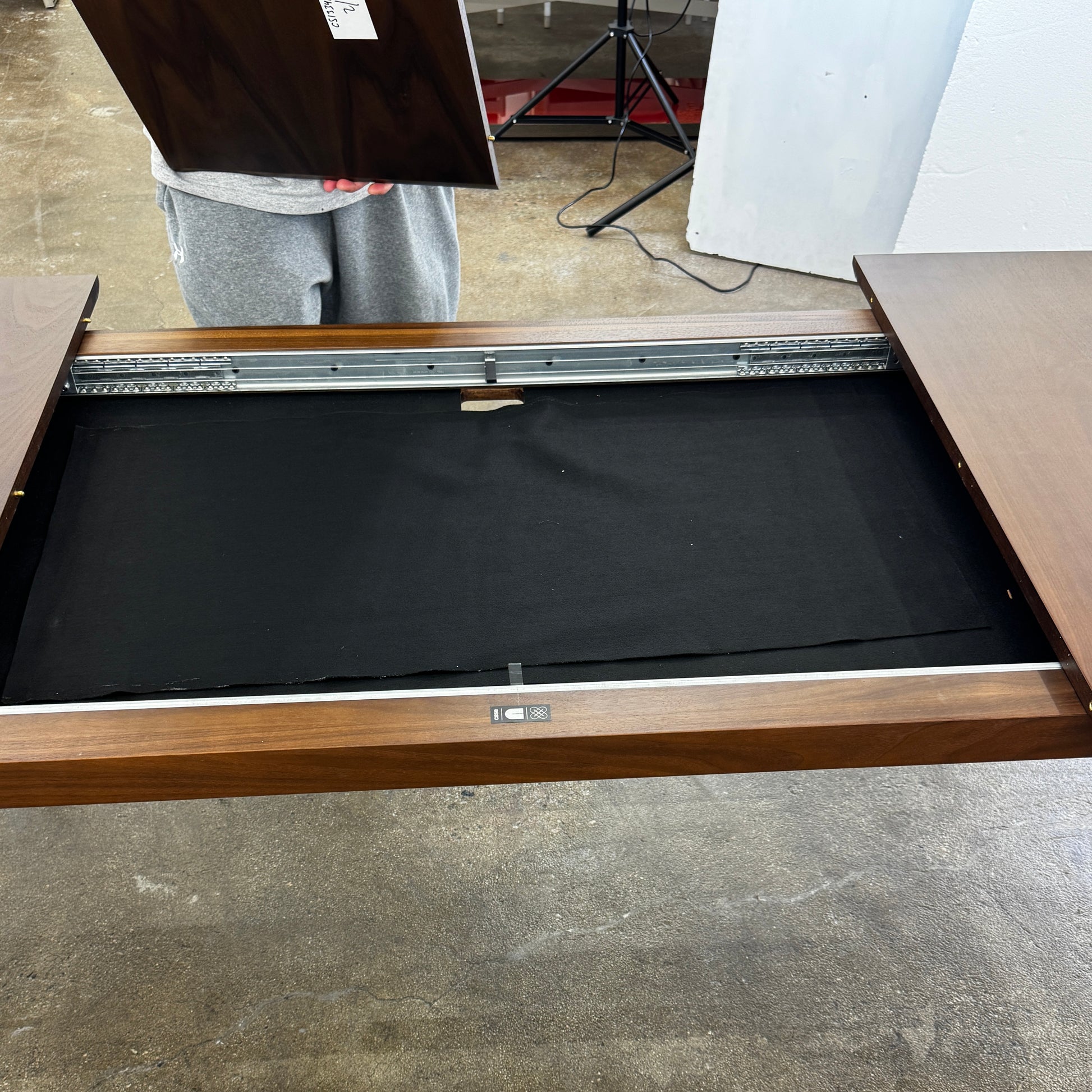 The Case Design Dulwich Extension Table by Case is an elegant rectangular walnut dining table with four legs and a smooth, flat surface, viewed from the front against a plain white background—ideal for modern dining spaces.