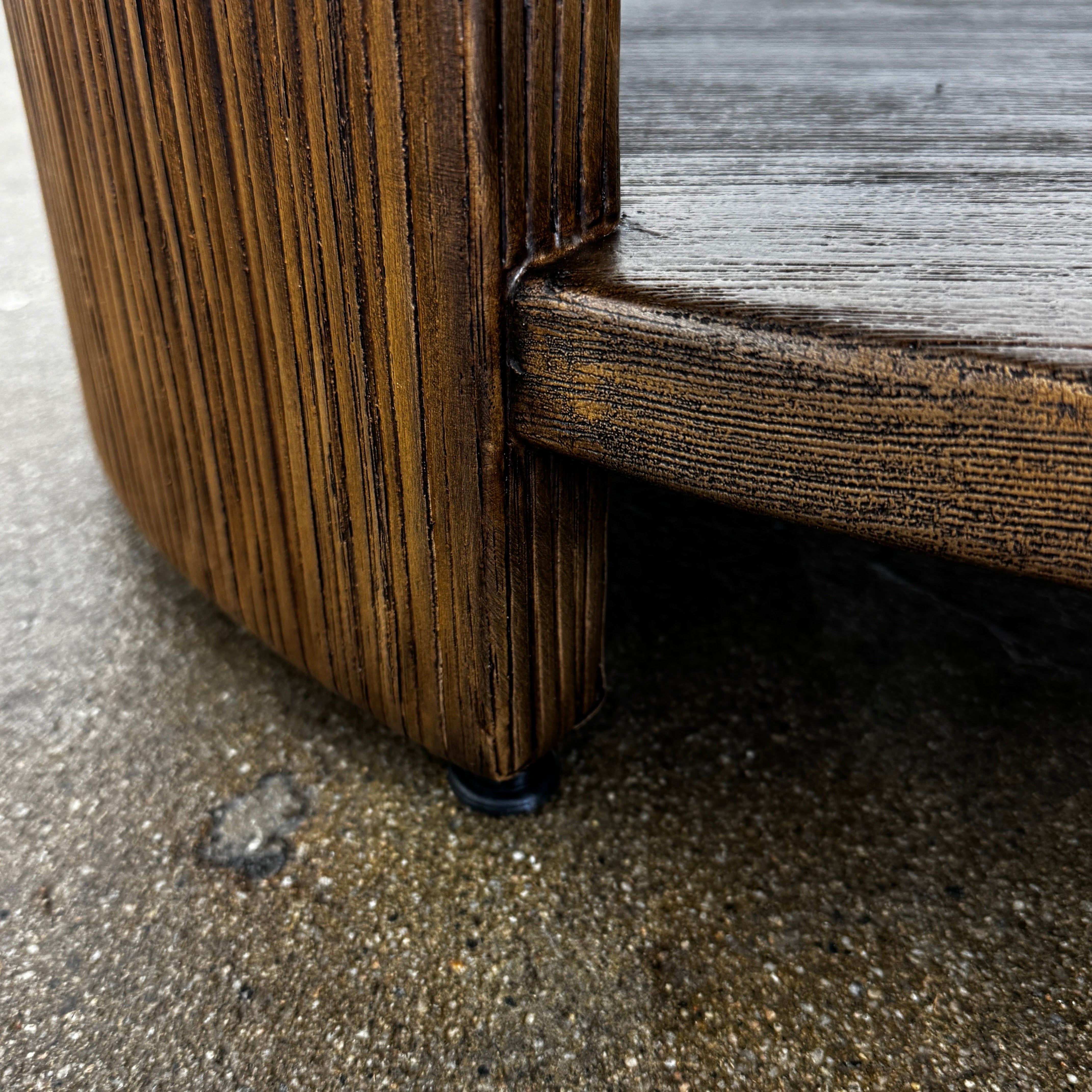 The Palachek Leonardo Side Table, Large, by Palachek features artisan craftsmanship, a dark brown finish, two shelves, and an open minimalist design that suits any contemporary decor against a plain white background.