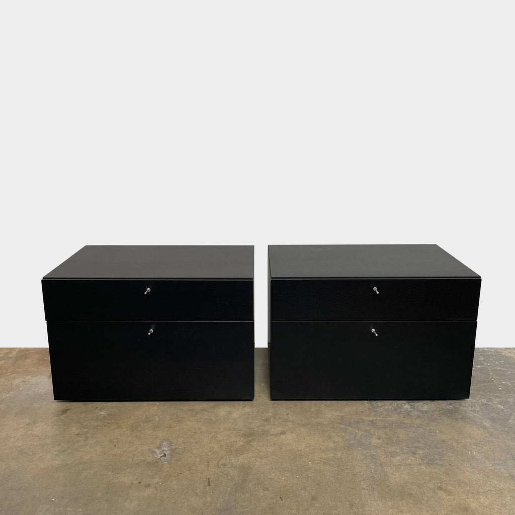 A black Cassina Flat 255-256 Storage System double chest of drawers against a white background.