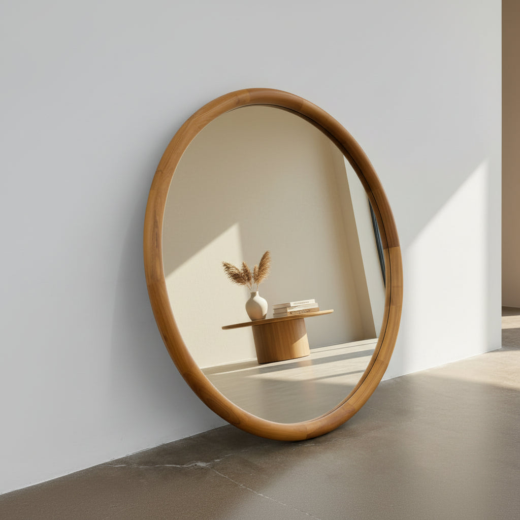 Porada Giove Mirror with Canaletta Walnut Frame – Modern Resale