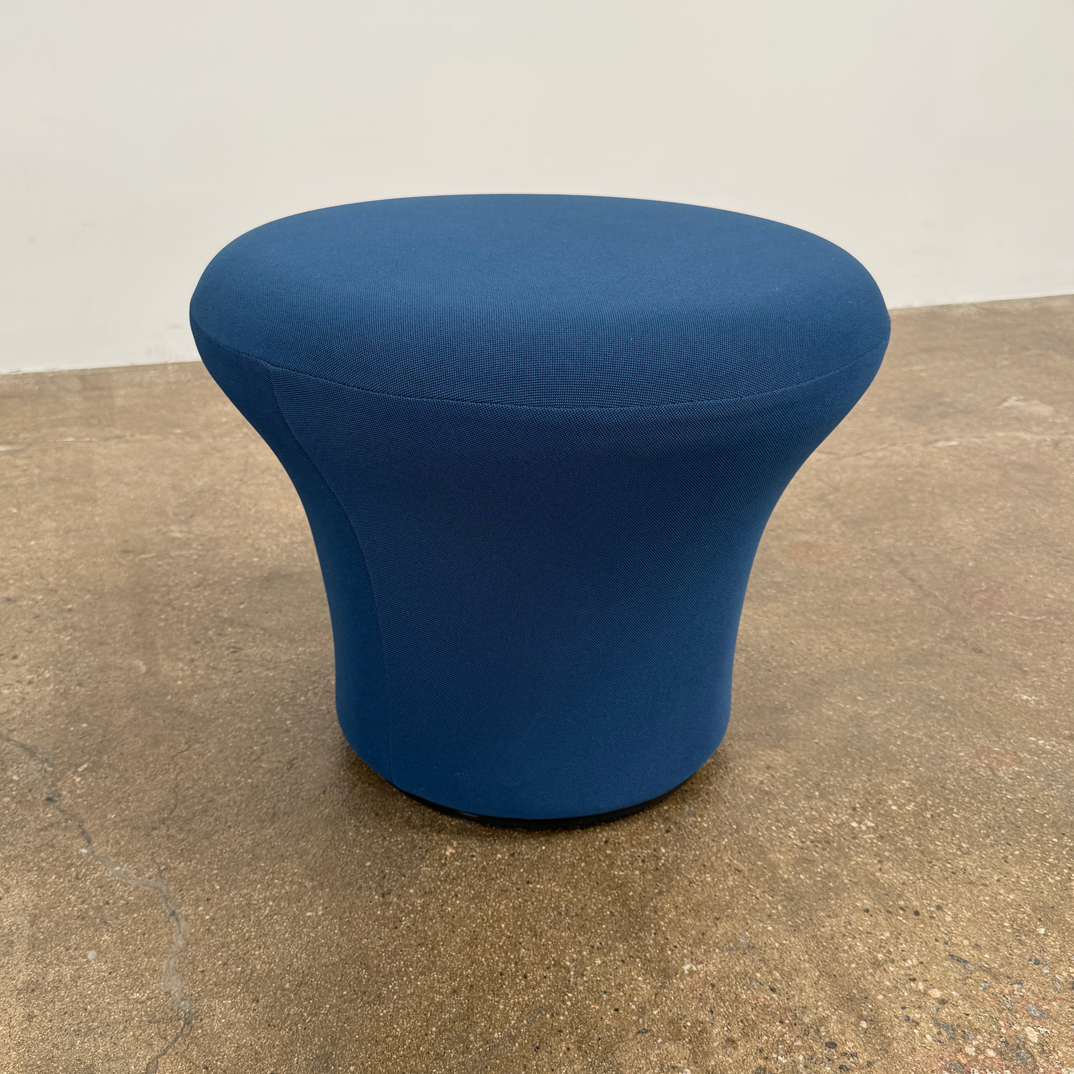 A modern blue Artifort Mushroom Chair & Ottoman by Artifort, featuring a rounded backrest and matching round ottoman, both displayed against a plain white background.