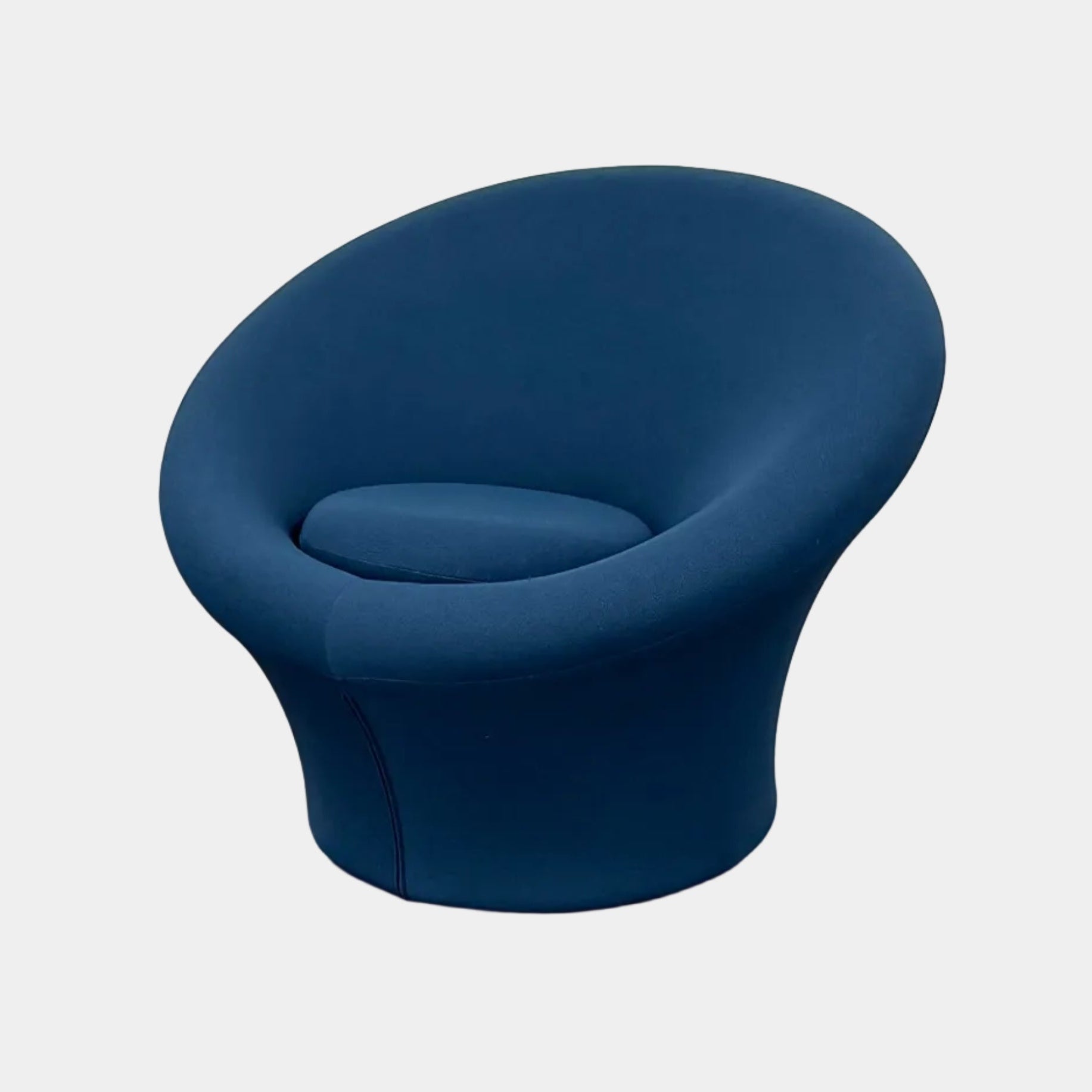 A deep blue, modern Artifort Mushroom Chair by Pierre Paulin with rounded arms and a circular seat cushion is showcased against a plain white background.