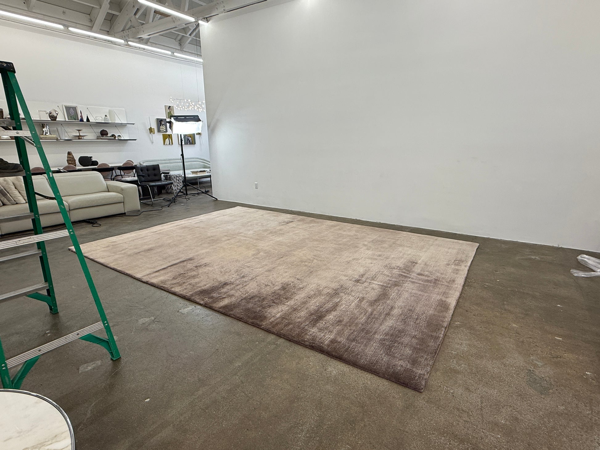 The Rug Company Mohair Rug 9' x 12' is a rectangular, grey gradient hand-knotted rug with a subtly uneven surface, shown laid flat on a white background.